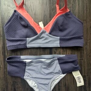 Seea Coral and Navy Bikini Set